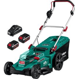 Бесщеточная газонокосилка ЗУБР 36 В, 4 А*ч, 2 АКБ и ЗУ ГКЛ-4336-42 