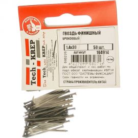 Финишный бронзовый гвоздь 1.4х30, 50шт - пакет Tech-Krep 104914 
