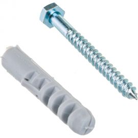 Набор для крепления ВИРТУОЗ дюбель 10х 50, шуруп 6х60 шестигранная головка, 6 шт. 22110 