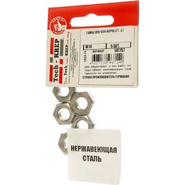 Гайка Tech-Krep DIN934 M10 нерж.ст. А2 5шт 141757 