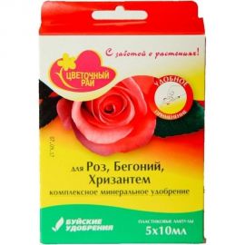 Жидкое комплексное удобрение Буйские удобрения Цветочный рай для роз,бегоний и хризантем 4607019657254 
