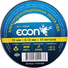 Изолента ECON 15/10/0,13, серый 15101309 