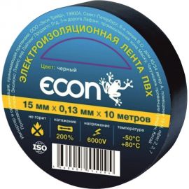 Изолента ECON 15/10/0,13, черный 15101301 