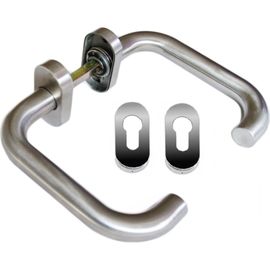 Дверная ручка из нержавеющей стали, в комплекте с креплениями и накладкой на цилиндр HOME SS002NOVAL 