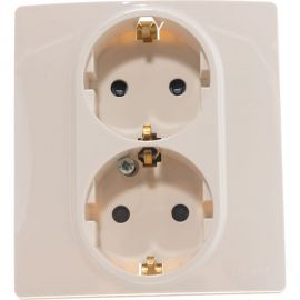 Розетка Legrand 2-м СП Etika защитные шторки, с заземлением, слоновая кость Leg 672333 1066919 