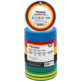 Набор изоленты KRANZ 7 цветов по 10 м х 15 мм, 0.13 мм KR-09-2010-E 