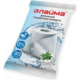 Влажная туалетная бумага ЛАЙМА с экстрактом алоэ, без спирта, 30 шт. 128082 