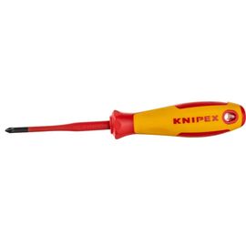 Тонкая отвёртка Knipex VDE 1000V Pozidriv PZ1 крестовая, L стержня 80 мм, 2-комп. рук-ка KN-982501SL 