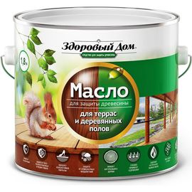 Масло для террас и деревянных полов Здоровый Дом серо-голубое 1,8 л Лк-00009556 