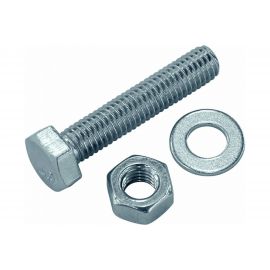 Болт Tech-Krep DIN933 с шестигранной головкой, оцинкованный М10х70 + гайка + шайба 2 шт - пакет 112727 