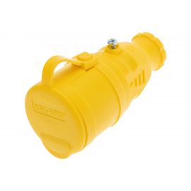 Переносная влагозащищенная розетка REXANT с крышкой, с заземлением, 16 А, IP44, каучук желтая 111-122 