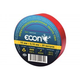 Изолента Econ 15 мм х 20 м, 0,15 мм, красный 15201503 