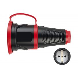 Кабельная розетка PCE 16A 220V 2P+E IP54 с крышкой, корпус черный, крышка и маркер красный 2511-sr 
