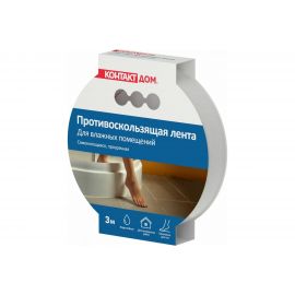 Противоскользящая самоклеящаяся лента для влажных помещений КОНТАКТ ДОМ прозрачная, 20 мм х 3 м 24578 
