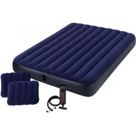 Надувной матрас с подушками и насосом Intex Classic Downy Airbed Fiber-Tech, 152х203х25 см 64765 