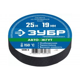 Термостойкая текстильная изолента ЗУБР Авто-Жгут 19 мм х 25 м 1236-2 