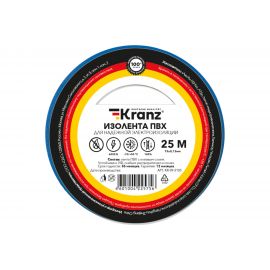 Изолента ПВХ KRANZ 15 мм х 25 м, 0.13 мм, синяя KR-09-2105 