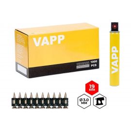 Кованые гвозди для монтажного пистолета VAPP 19х3 мм, с газовым баллоном 165 мм VAPP.G-BP319 