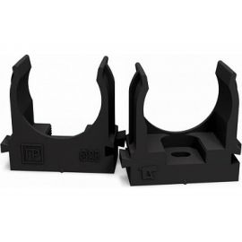 Крепеж-клипса для труб Промрукав атмосферостойкая, для монтажного пистолета, черная, в п/э, d25 мм, 100 шт. PR13.0407 