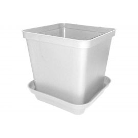 Цветочный горшок ПАО Завод Буревестник квадратный, белый мрамор 70172 