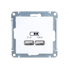 Розетка Schneider Electric AtlasDesign Белый USB 2-ая, 5В, 2,1 А ATN000133 