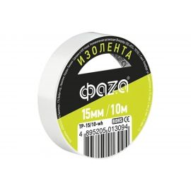 ПВХ-изолента ФАZА 15 мм х 10 м, белая 5013094 