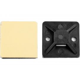 Самоклеющаяся площадка под хомут-стяжку Зубр ПХС черная, 20 x 20 мм, 100 шт, нейлоновая, 30917-20 