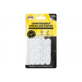 Самоклеящиеся крючки для ключей AVIORA 6 шт. + 8 самоклеящихся полосок 302-203 