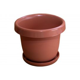 Цветочный горшок с поддонником Каменскволокно кракелюр, 2.9 л, терракот 00000037041 