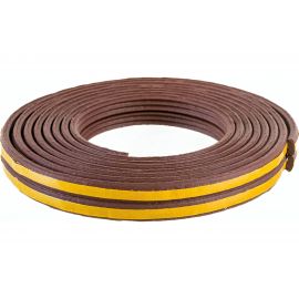 Самоклеящийся уплотнитель для дверей и окон ТДВ Е профиль, 9х4 мм, коричневый 1502009 