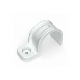 Пластиковая односторонняя крепеж-скоба для прямого монтажа Промрукав белая, в п/э, д 20, 50 шт PR13.0377 