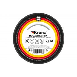Изолента ПВХ KRANZ 19 мм х 25 м, 0.13 мм, черная KR-09-2206 