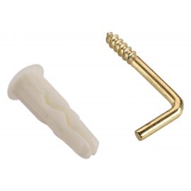 Дюбель ЕВРОПАРТНЕР MULTI 8 + крюк-шуруп, L-образный, d4,9 х L50, латунный, 8 шт. RB2 0167 