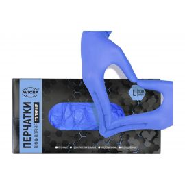 Виниловые неопудренные перчатки AVIORA голубые, размер L, 100 шт 402-917 