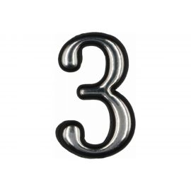 Цифра 3 Левша (50 мм; пластмасса клеящаяся; хром) У4-9103.Х 