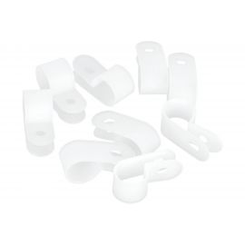 R-образное белое крепление для кабеля диаметром до 8мм, 100шт NIKOMAX NMC-CHR08-WT-100 