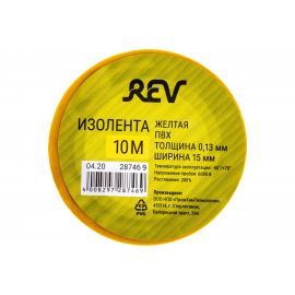 Изолента REV ПВХ 0,13х15мм желтая 10м DIY 28746 9 