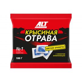 Крысиная отрава №1 ALT от всех видов крыс, тесто, сырные брикеты, 100гр 4607112040953 