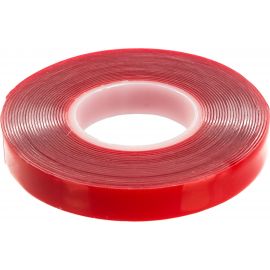 Акриловая двусторонняя клейкая лента STEKKER 0,8х12мм, длина 5м, прозрачный, красная подложка 39145 
