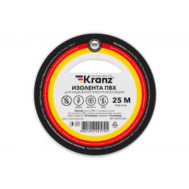 Изолента ПВХ KRANZ 19 мм х 25 м, 0.13 мм, белая KR-09-2201 