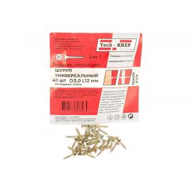 Саморез Tech-Krep ШУж 3,0х12 потайная головка 40 шт, пакет 102471 