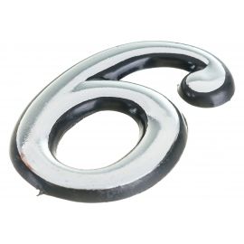 Цифра 6 Левша (50 мм; пластмасса клеящаяся; хром) У4-9106.Х 