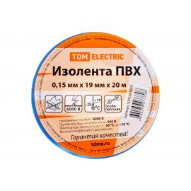 Изолента ПВХ TDM 0.15х19 мм синяя 20 м SQ0526-0005 