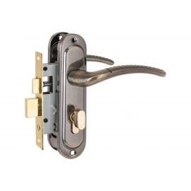 Врезной замок с ручкой Стандарт AB (вертушка; старая бронза) 4855 