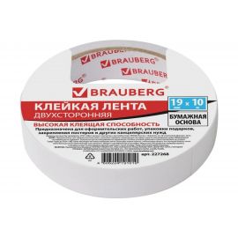 Двухсторонняя клейкая лента на бумажной основе BRAUBERG 19 мм х 10 м 227268 