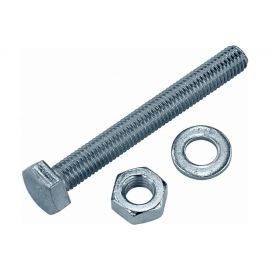 Болт Tech-Krep DIN933 с шестигранной головкой, оцинкованный М12х90 + гайка + шайба 2 шт - пакет 136927 