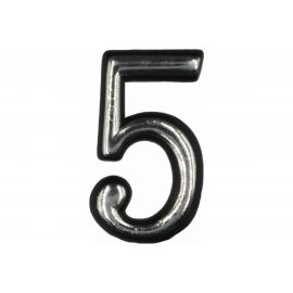 Цифра 5 Левша (50 мм; пластмасса клеящаяся; хром) У4-9105.Х 