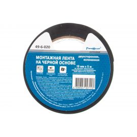 Клейкая двухсторонняя лента РемоКолор монтажная, черная основа 19 мм х 5 м 49-6-020 