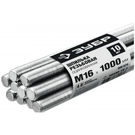 Резьбовая шпилька ЗУБР DIN 975, М16 x 1000 мм, класс прочности 4.8, оцинкованная, 10 шт. 30330-16-1 