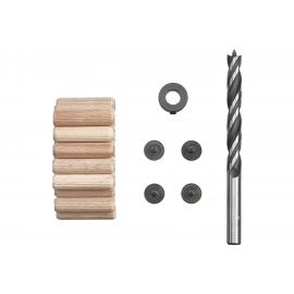 Набор шкантов KWB 25 шт 10х40 мм, сверло по дереву, маркеры, ограничитель 28106 